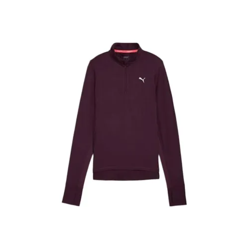 PUMA AVOURITE Quarter-Zip Running Top Sweatshirt Women's Midnight Plum