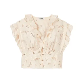 Sandro Embroidered Crop Top