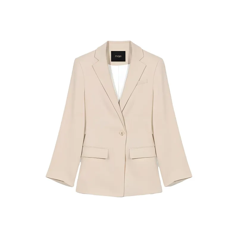 Maje Single-breasted Linen-blend Blazer-0