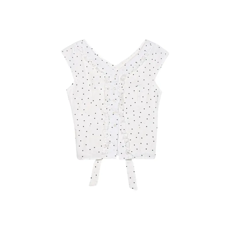 ERIRI Shirt Women's White Polka Dot-0