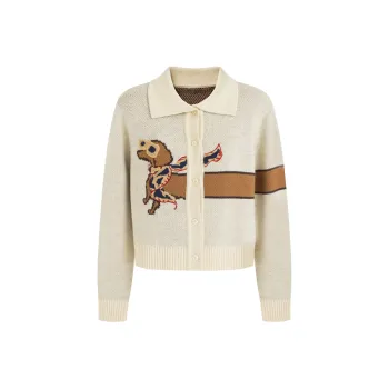 Fano Studios Lapel Knitted Fabric Cardigan Women's Beige