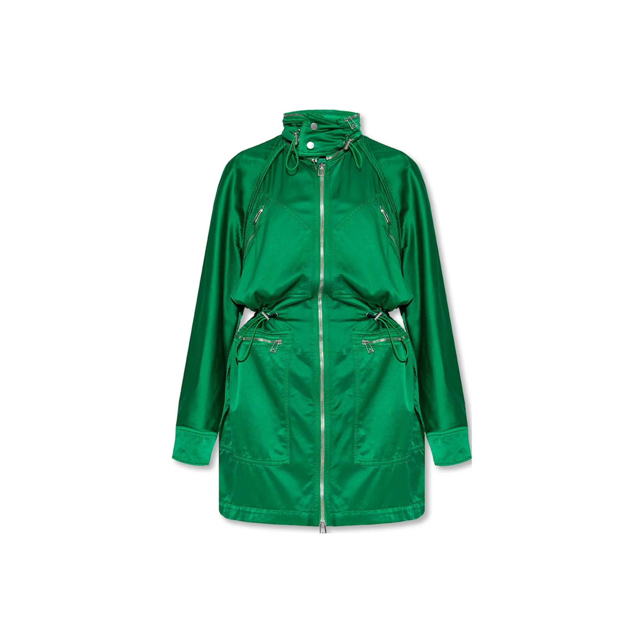 Bottega Veneta Men's Green Leather Jacket with Gray Wool