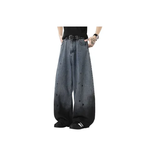 ZWWWZ Jeans Unisex Ink Splatter Blue