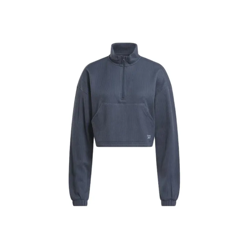 Reebok Classics Wardrobe Essentials Waffle Coverup Sweatshirt Women's Coastal Blue-0