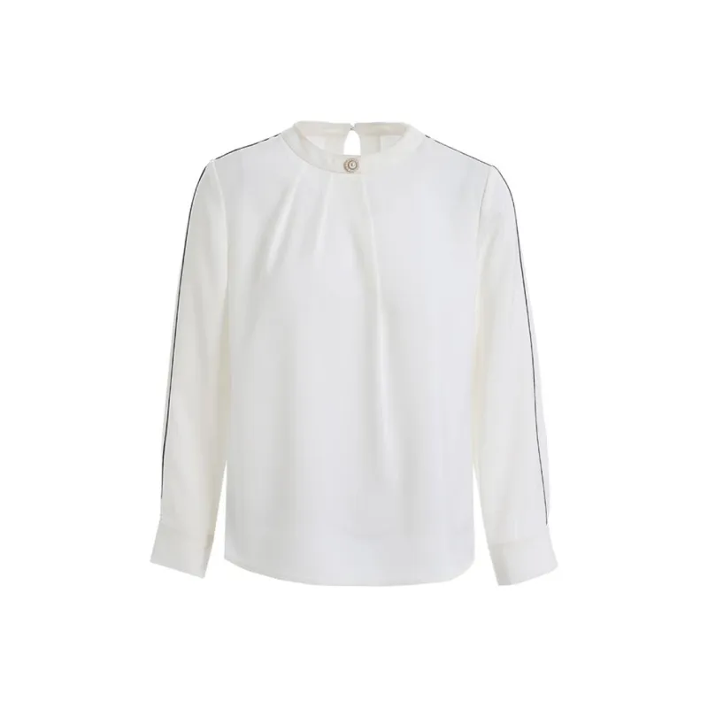 QIAOWANNI Shirt Women's Spray Flow White-0