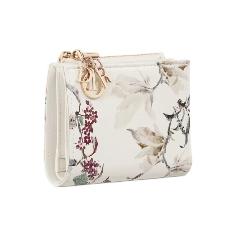 DIOR Lady Dior Sheepskin Wallet Women's White-1