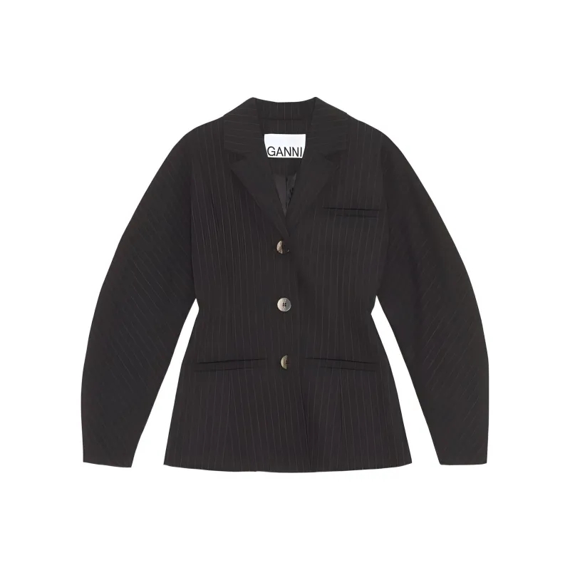GANNI Striped Blazer 'Black'-0