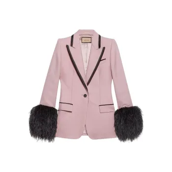 GUCCI Feather trimmed Single breasted Blazer
