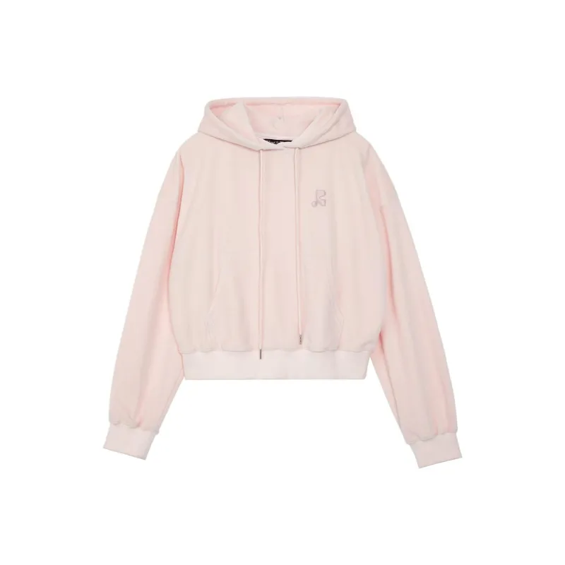 Rest&Recreation VELVET CROPPED HOODIE Sweatshirt Women's PINK/Pink-0