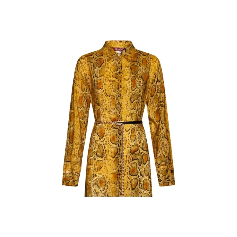 MaxMara Studio Long Sleeved Dress Women's Yellow-3