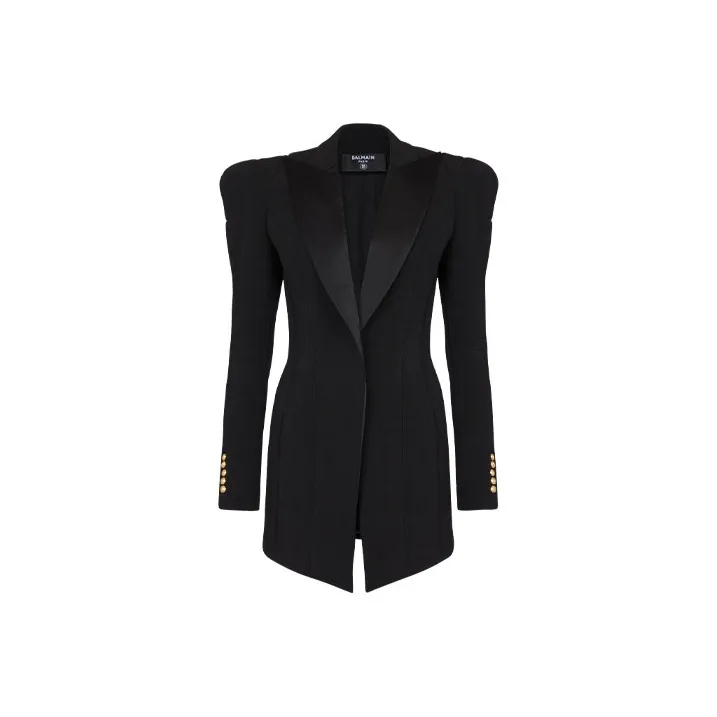BALMAIN Structured shoulder Wool Blazer-0