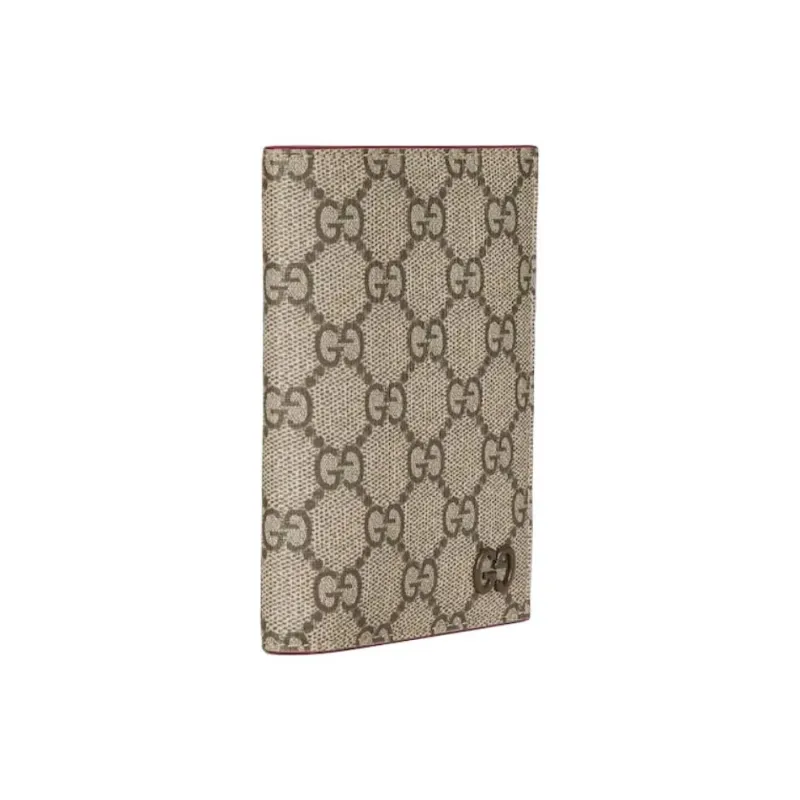 GUCCI Supreme Canvas Passport Holder Men's Beige & Ebony-1