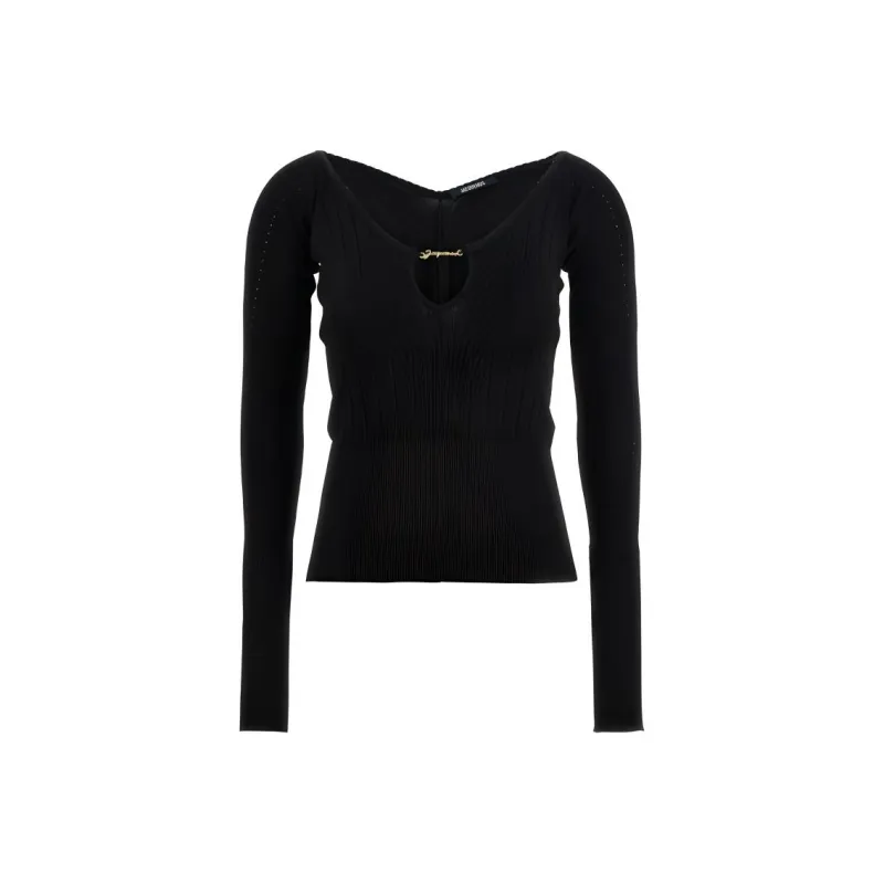 Jacquemus Pralu Long Sleeve Sweater 'Black'-0