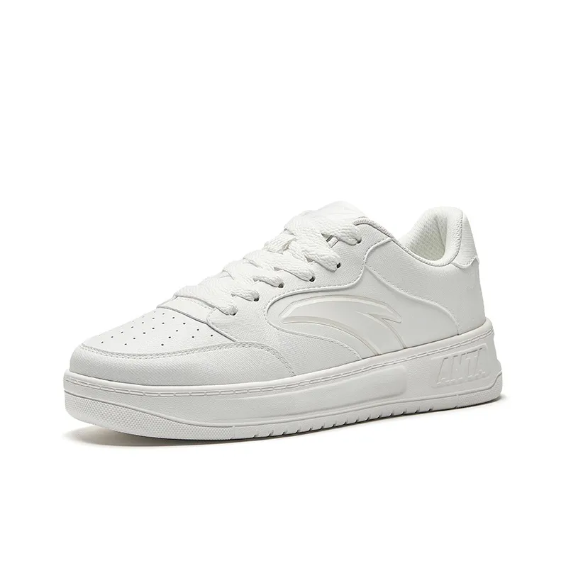 Anta Anti Slip Wear Resistant Low Top Skateboard Shoes Women's Papyrus White-1