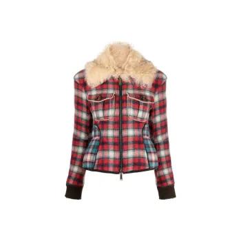 DSQUARED2 Fur-collared Flannel Jacket
