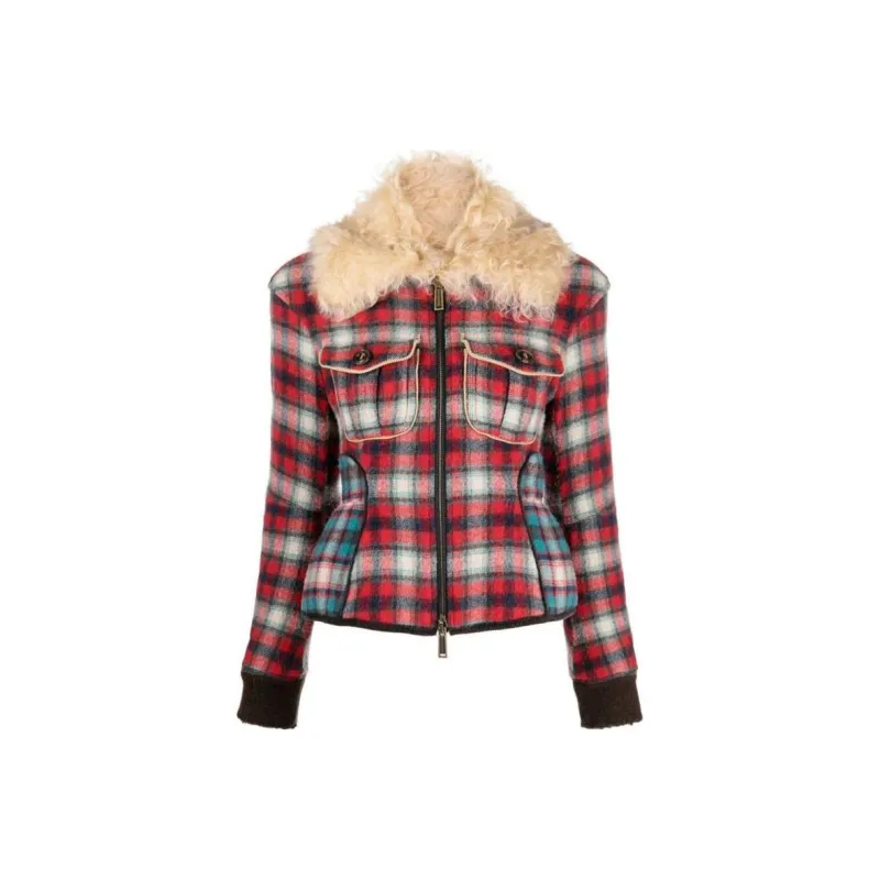 DSQUARED2 Fur-collared Flannel Jacket-0