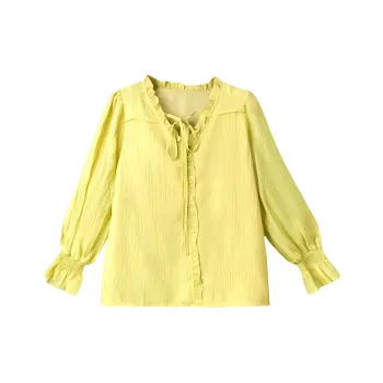 ONE SHALLOW Chiffon Shirt Women's Mustard Yellow