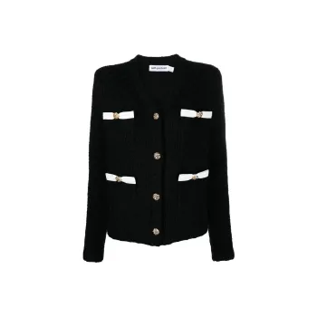 Self portrait Weave Button up Lurex Cardigan