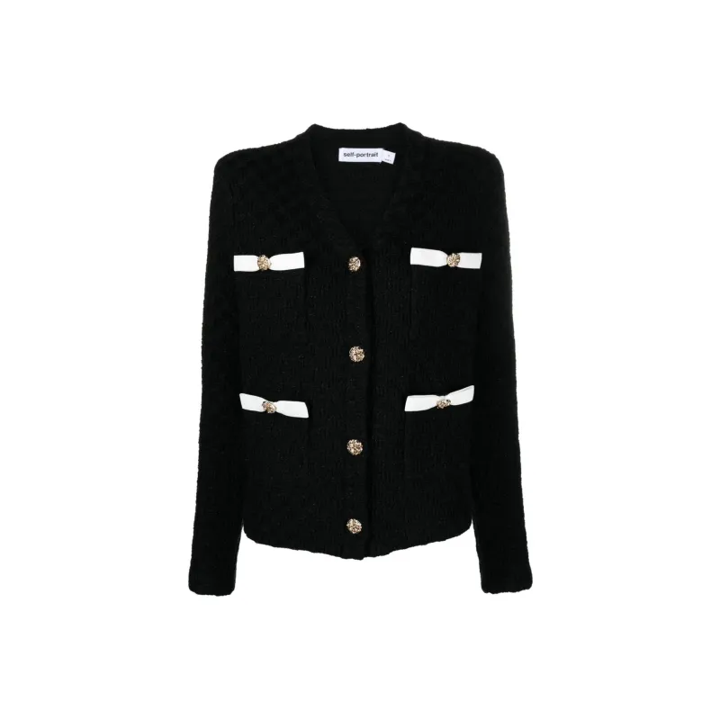 Self portrait Weave Button up Lurex Cardigan-0