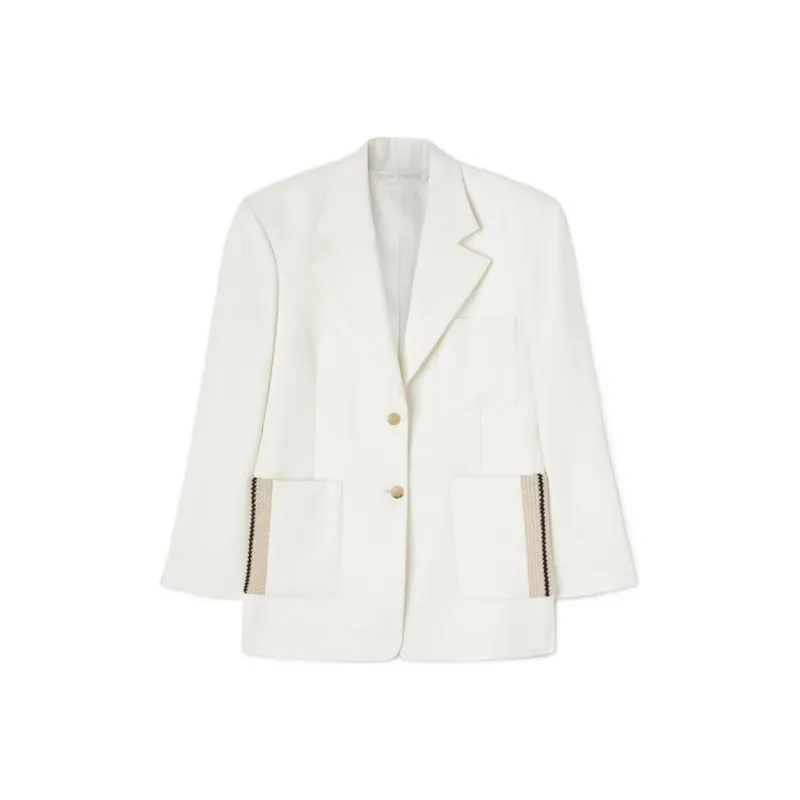 PALM ANGELS Knit Tape Blazer White-0