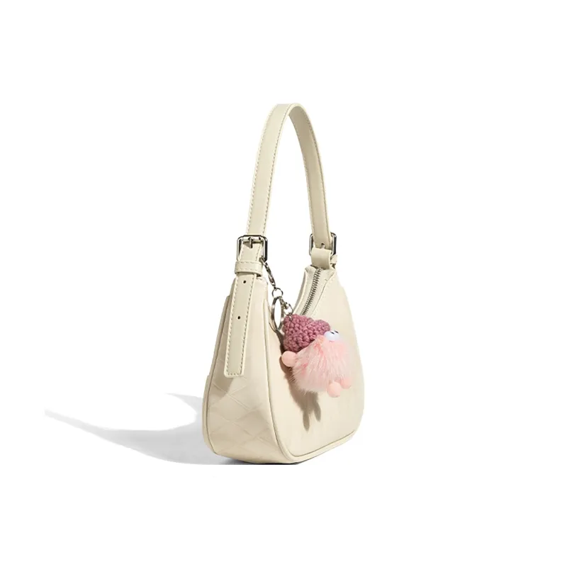 VINEY Synthetic Leather Shoulder Bag Regular Women's Ecru-3