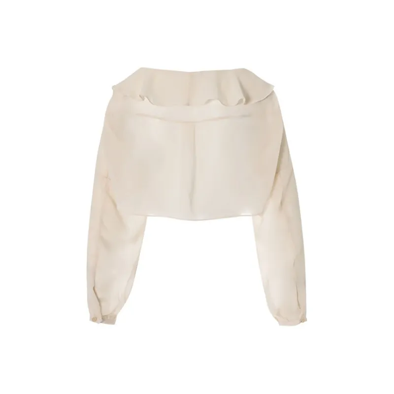 NOT YOUR ROSE SS25 Fairy Chiffon Bolero Beige Chiffon Shirt Women's Beige/Beige-1