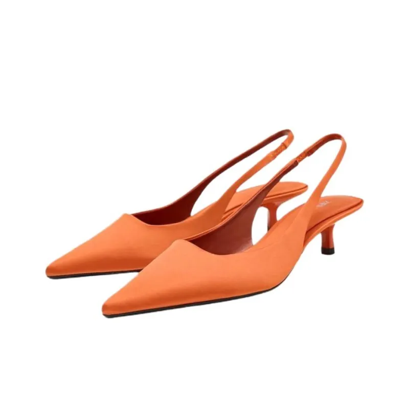 ZARA Slim Heel High Heels 5cm Women's Orange-2