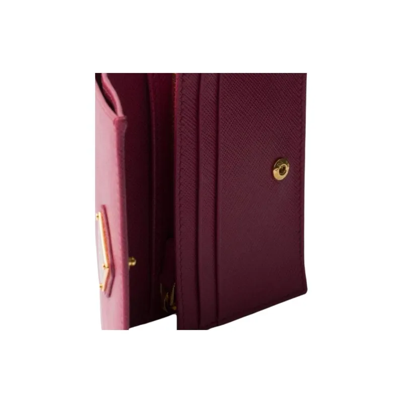 PRADA Saffiano Leather Wallet Small Size Women's Pink-4