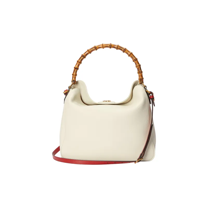 GUCCI Diana Leather One Shoulder Handbag Large Size Women's White-2
