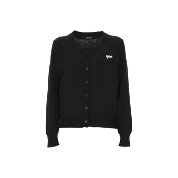 A.P.C Logo Embroidered Knitted Cardigan