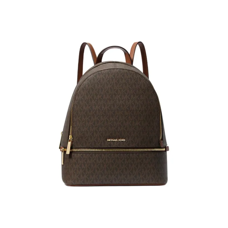 MICHAEL KORS Rhea Coated Canvas Backpack Medium Size Women's Brown-0