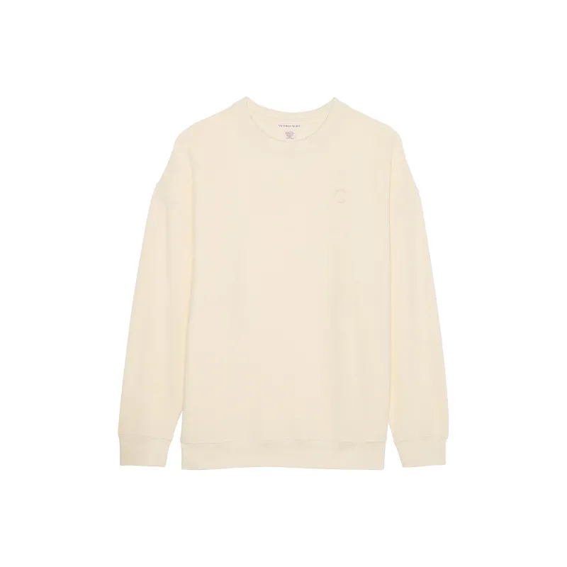 Victoria's Secret Brushed Modal Fleece Crewneck / CANDLELIGHT Sweatshirt Women's Candlelight White-0