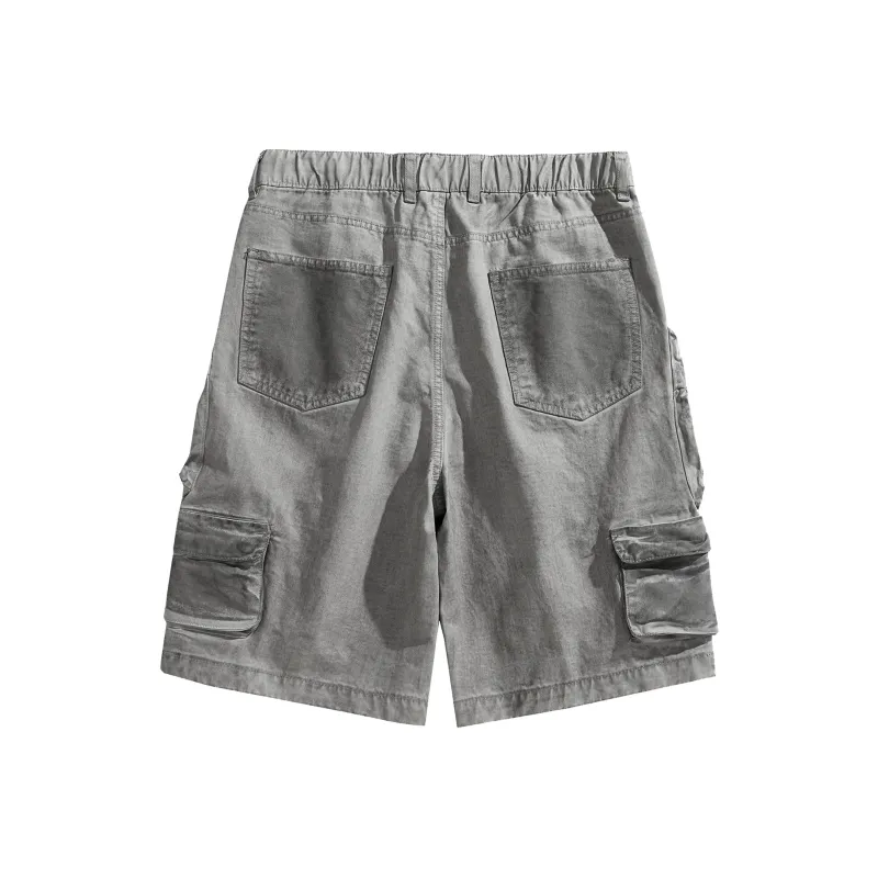 *EVAE+MOB Casual Shorts Unisex Dirty Dyed Gray-1