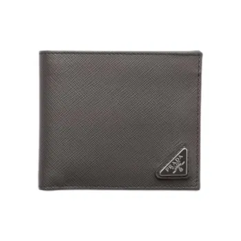 PRADA Saffiano Calfskin Wallet Men's Smoke Gray