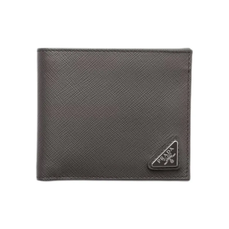 PRADA Saffiano Calfskin Wallet Men's Smoke Gray-0