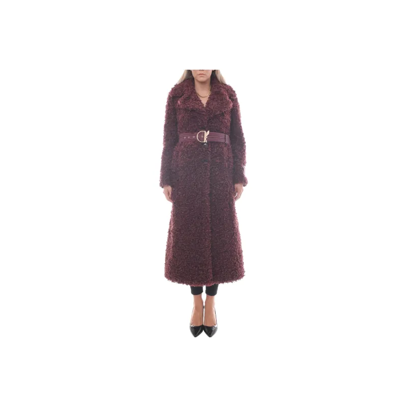 Patrizia Pepe Faux-shearling Belted Long Coat-0