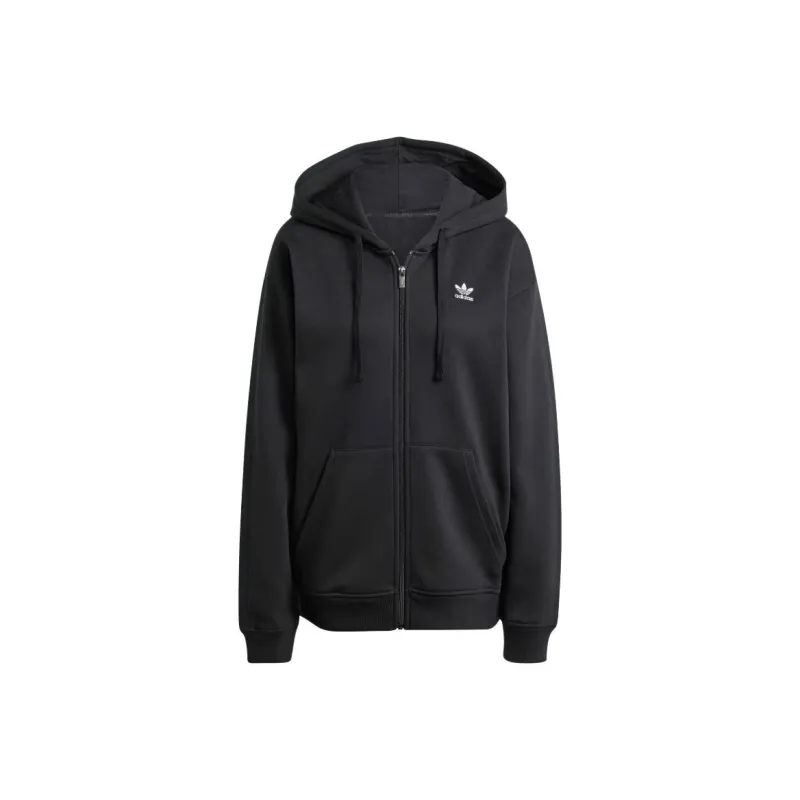 Adidas Essential FULL-ZIP FLEECE HOODIE Sweatshirt Women's Black-0