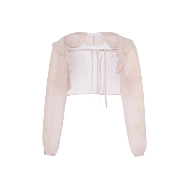 NOT YOUR ROSE SS25 Fairy Chiffon Bolero Pink Chiffon Shirt Women's Pink/Pink-0