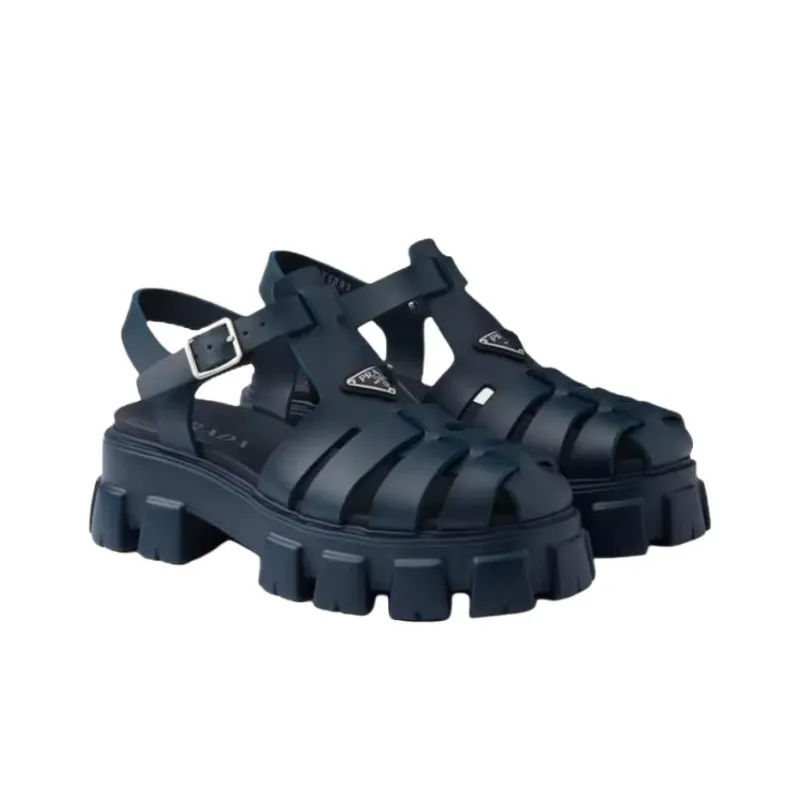 PRADA Monolish Roman Sandals 5.5cm Men's Blue-2