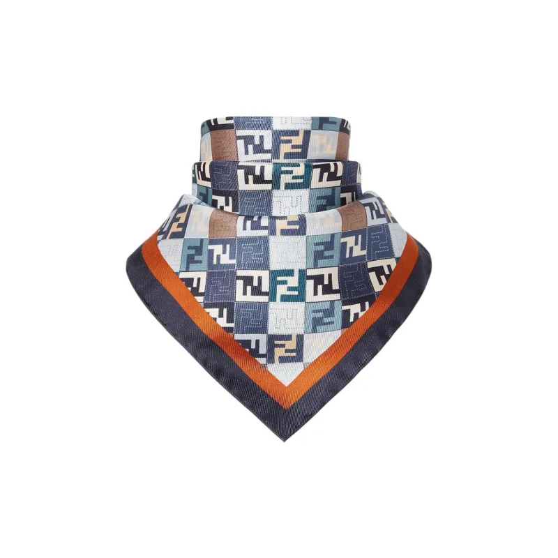 FENDI Mulberry Silk Scarves Women's Blue-1