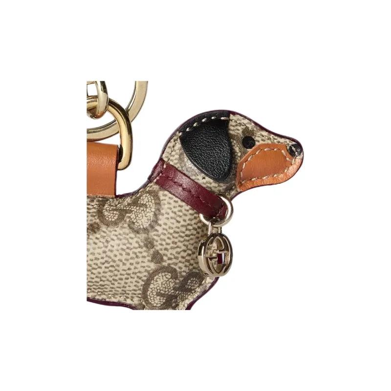 GUCCI Coated Canvas Bag Charm Bag Merch Women's Beige & Dark Brown-3