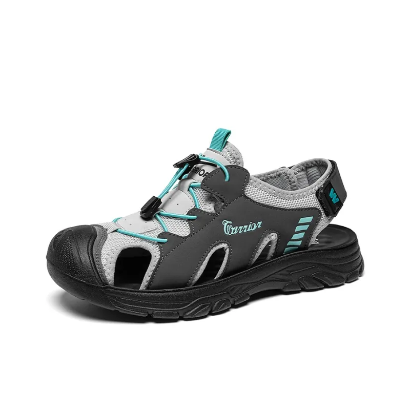 Warrior Abrasion Resistant Breathable Slip Resistant River Trekking Shoes Men's Gray Beige Light Blue-1