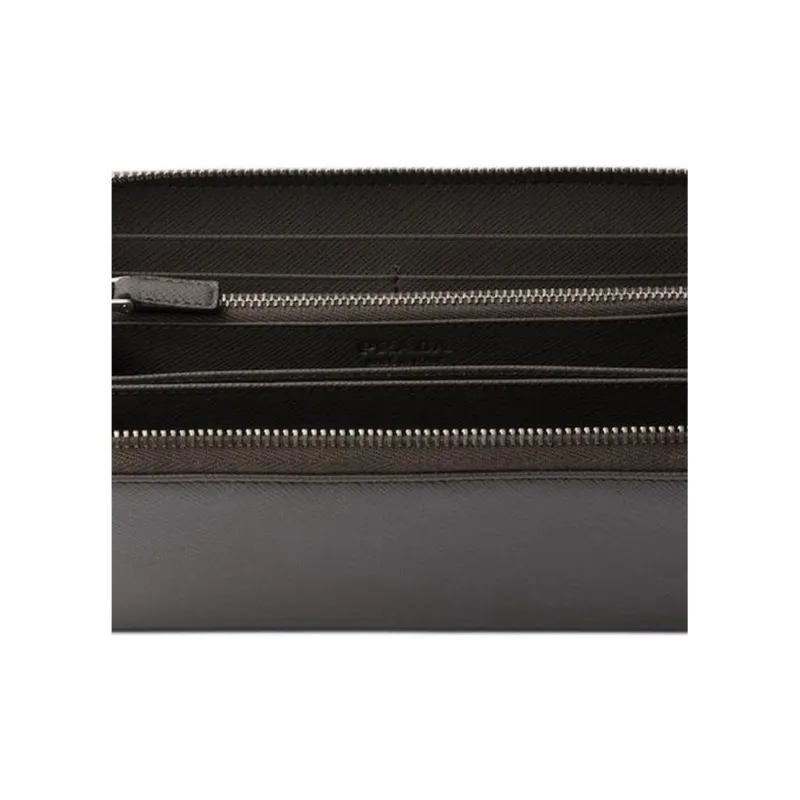 PRADA Saffiano Cow Leather Wallet Men's Gray-4