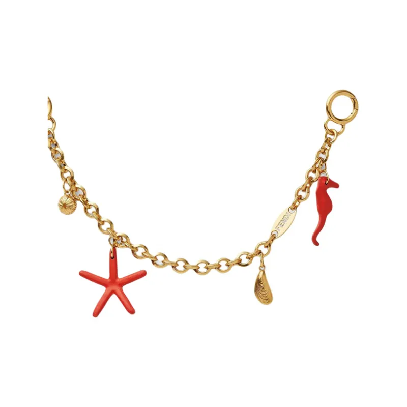 FENDI Brass, Lambskin, Metal, Leather Pendants Unisex Gold-2