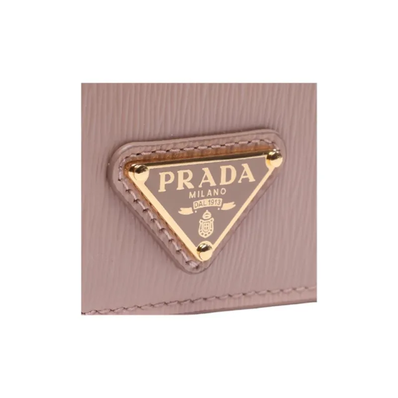 PRADA Cow Leather Wallet Women's Pink Beige-8