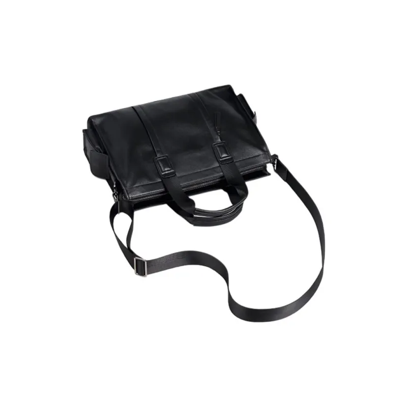 VIHUS Top Grain Cow Leather Portable Briefcase Regular Men's Black-3