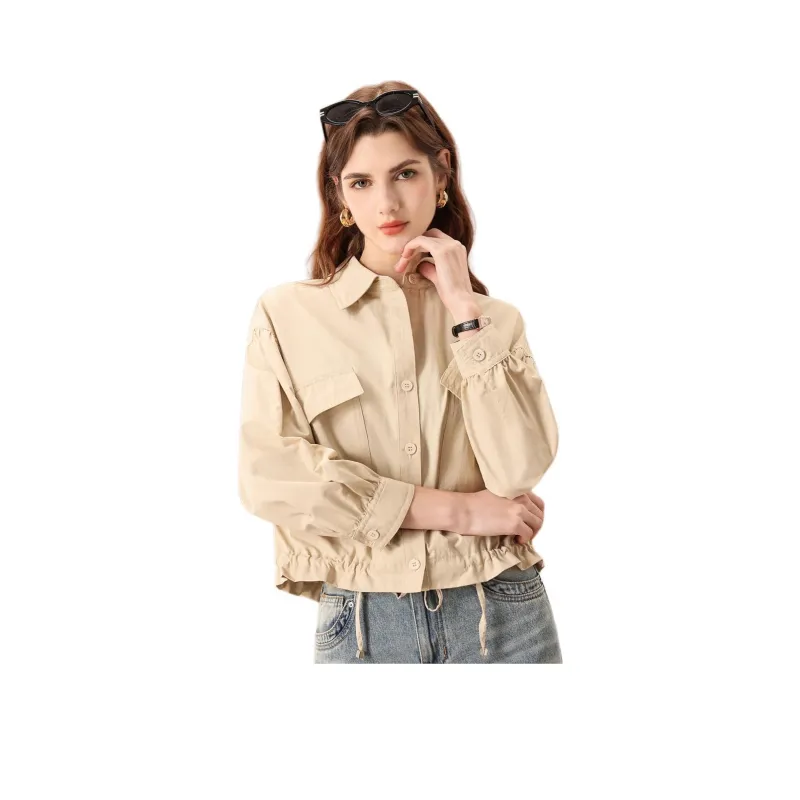 FENHONGMALI Jackets Coats Women's Apricot-0