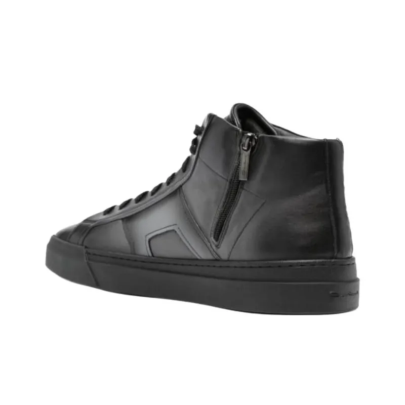 Santoni High Top Skateboard Shoes Men's Black-3
