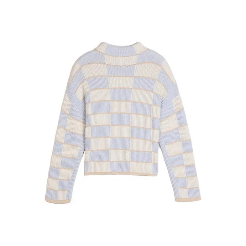 CLUB MONACO Knitwear Women's Blue White Checkerboard-0
