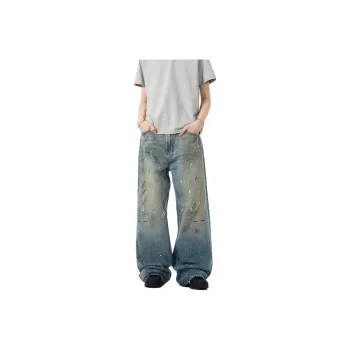 NEVER RULE Jeans Unisex Vintage Blue